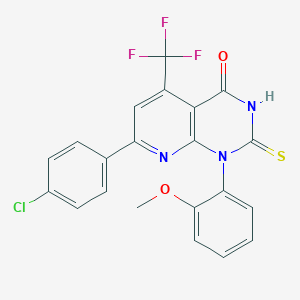 molecular formula C21H13ClF3N3O2S B4350427 7-(4-chlorophenyl)-1-(2-methoxyphenyl)-2-sulfanyl-5-(trifluoromethyl)pyrido[2,3-d]pyrimidin-4(1H)-one 