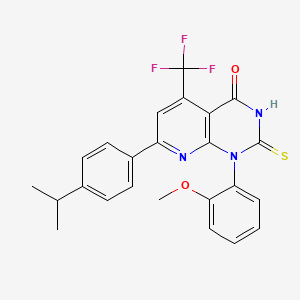 molecular formula C24H20F3N3O2S B4350436 7-(4-ISOPROPYLPHENYL)-1-(2-METHOXYPHENYL)-2-SULFANYL-5-(TRIFLUOROMETHYL)PYRIDO[2,3-D]PYRIMIDIN-4(1H)-ONE 