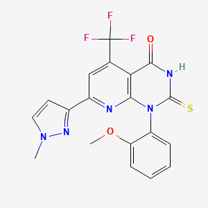 molecular formula C19H14F3N5O2S B4350438 2-mercapto-1-(2-methoxyphenyl)-7-(1-methyl-1H-pyrazol-3-yl)-5-(trifluoromethyl)pyrido[2,3-d]pyrimidin-4(1H)-one 