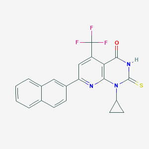 molecular formula C21H14F3N3OS B4350446 1-CYCLOPROPYL-7-(2-NAPHTHYL)-2-SULFANYL-5-(TRIFLUOROMETHYL)PYRIDO[2,3-D]PYRIMIDIN-4(1H)-ONE 