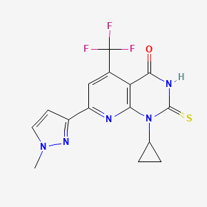 1-cyclopropyl-7-(1-methyl-1H-pyrazol-3-yl)-2-sulfanyl-5-(trifluoromethyl)pyrido[2,3-d]pyrimidin-4(1H)-one