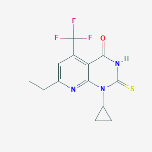 molecular formula C13H12F3N3OS B4350467 1-cyclopropyl-7-ethyl-2-sulfanyl-5-(trifluoromethyl)pyrido[2,3-d]pyrimidin-4(1H)-one 