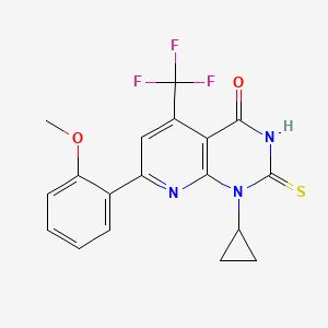 molecular formula C18H14F3N3O2S B4350475 1-cyclopropyl-7-(2-methoxyphenyl)-2-sulfanyl-5-(trifluoromethyl)pyrido[2,3-d]pyrimidin-4(1H)-one 