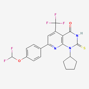 molecular formula C20H16F5N3O2S B4350486 1-cyclopentyl-7-[4-(difluoromethoxy)phenyl]-2-sulfanyl-5-(trifluoromethyl)pyrido[2,3-d]pyrimidin-4(1H)-one 