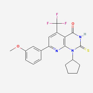 molecular formula C20H18F3N3O2S B4350502 1-cyclopentyl-7-(3-methoxyphenyl)-2-sulfanyl-5-(trifluoromethyl)pyrido[2,3-d]pyrimidin-4(1H)-one 