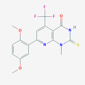 7-(2,5-dimethoxyphenyl)-1-methyl-2-sulfanyl-5-(trifluoromethyl)pyrido[2,3-d]pyrimidin-4(1H)-one