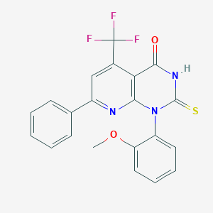 1-(2-methoxyphenyl)-7-phenyl-2-sulfanyl-5-(trifluoromethyl)pyrido[2,3-d]pyrimidin-4(1H)-one