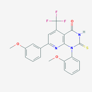 1-(2-methoxyphenyl)-7-(3-methoxyphenyl)-2-sulfanyl-5-(trifluoromethyl)pyrido[2,3-d]pyrimidin-4(1H)-one