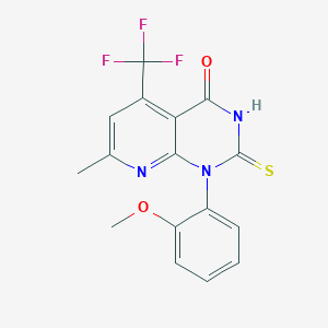 1-(2-methoxyphenyl)-7-methyl-2-sulfanyl-5-(trifluoromethyl)pyrido[2,3-d]pyrimidin-4(1H)-one