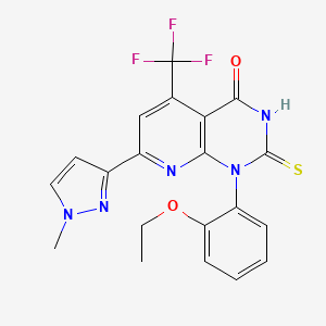 molecular formula C20H16F3N5O2S B4350664 1-(2-ethoxyphenyl)-7-(1-methyl-1H-pyrazol-3-yl)-2-sulfanyl-5-(trifluoromethyl)pyrido[2,3-d]pyrimidin-4(1H)-one 