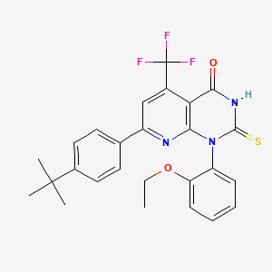 molecular formula C26H24F3N3O2S B4350684 7-[4-(TERT-BUTYL)PHENYL]-1-(2-ETHOXYPHENYL)-2-SULFANYL-5-(TRIFLUOROMETHYL)PYRIDO[2,3-D]PYRIMIDIN-4(1H)-ONE 