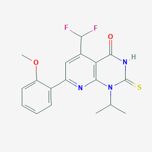 molecular formula C18H17F2N3O2S B4350797 5-(DIFLUOROMETHYL)-1-ISOPROPYL-7-(2-METHOXYPHENYL)-2-SULFANYLPYRIDO[2,3-D]PYRIMIDIN-4(1H)-ONE 