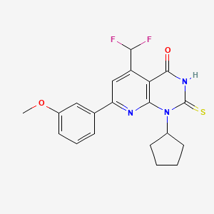 molecular formula C20H19F2N3O2S B4350821 1-cyclopentyl-5-(difluoromethyl)-7-(3-methoxyphenyl)-2-sulfanylpyrido[2,3-d]pyrimidin-4(1H)-one 