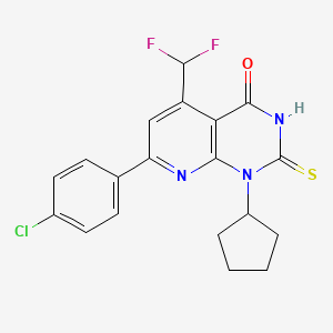 7-(4-chlorophenyl)-1-cyclopentyl-5-(difluoromethyl)-2-sulfanylpyrido[2,3-d]pyrimidin-4(1H)-one