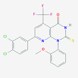 7-(3,4-dichlorophenyl)-2-mercapto-1-(2-methoxyphenyl)-5-(trifluoromethyl)pyrido[2,3-d]pyrimidin-4(1H)-one