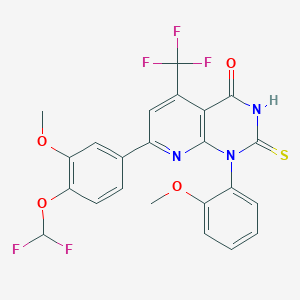 molecular formula C23H16F5N3O4S B4350846 7-[4-(difluoromethoxy)-3-methoxyphenyl]-1-(2-methoxyphenyl)-2-sulfanyl-5-(trifluoromethyl)pyrido[2,3-d]pyrimidin-4(1H)-one 