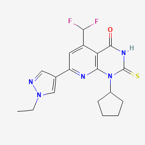 1-cyclopentyl-5-(difluoromethyl)-7-(1-ethyl-1H-pyrazol-4-yl)-2-sulfanylpyrido[2,3-d]pyrimidin-4(1H)-one