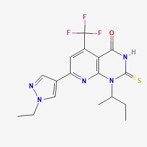 molecular formula C17H18F3N5OS B4350854 1-sec-butyl-7-(1-ethyl-1H-pyrazol-4-yl)-2-mercapto-5-(trifluoromethyl)pyrido[2,3-d]pyrimidin-4(1H)-one 