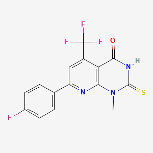 molecular formula C15H9F4N3OS B4350866 7-(4-fluorophenyl)-1-methyl-2-sulfanyl-5-(trifluoromethyl)pyrido[2,3-d]pyrimidin-4(1H)-one 