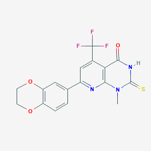 7-(2,3-dihydro-1,4-benzodioxin-6-yl)-2-mercapto-1-methyl-5-(trifluoromethyl)pyrido[2,3-d]pyrimidin-4(1H)-one