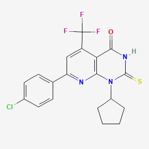 7-(4-chlorophenyl)-1-cyclopentyl-2-sulfanyl-5-(trifluoromethyl)pyrido[2,3-d]pyrimidin-4(1H)-one