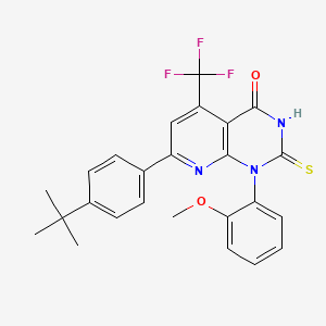 molecular formula C25H22F3N3O2S B4350909 7-[4-(TERT-BUTYL)PHENYL]-1-(2-METHOXYPHENYL)-2-SULFANYL-5-(TRIFLUOROMETHYL)PYRIDO[2,3-D]PYRIMIDIN-4(1H)-ONE 