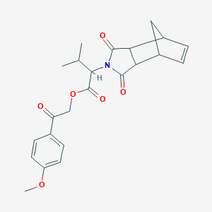 molecular formula C23H25NO6 B435094 2-(4-methoxyphenyl)-2-oxoethyl 2-(1,3-dioxo-1,3,3a,4,7,7a-hexahydro-2H-4,7-methanoisoindol-2-yl)-3-methylbutanoate CAS No. 474377-81-6