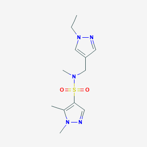 molecular formula C12H19N5O2S B4350951 N~4~-[(1-ETHYL-1H-PYRAZOL-4-YL)METHYL]-N~4~,1,5-TRIMETHYL-1H-PYRAZOLE-4-SULFONAMIDE 