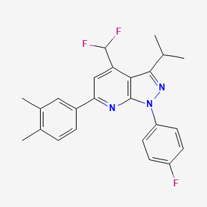 molecular formula C24H22F3N3 B4350988 4-(difluoromethyl)-6-(3,4-dimethylphenyl)-1-(4-fluorophenyl)-3-isopropyl-1H-pyrazolo[3,4-b]pyridine 