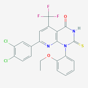 7-(3,4-dichlorophenyl)-1-(2-ethoxyphenyl)-2-sulfanyl-5-(trifluoromethyl)pyrido[2,3-d]pyrimidin-4(1H)-one