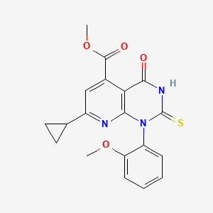 molecular formula C19H17N3O4S B4351078 Methyl 7-cyclopropyl-1-(2-methoxyphenyl)-4-oxo-2-sulfanyl-1,4-dihydropyrido[2,3-d]pyrimidine-5-carboxylate 