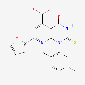 5-(DIFLUOROMETHYL)-1-(2,5-DIMETHYLPHENYL)-7-(2-FURYL)-2-SULFANYLPYRIDO[2,3-D]PYRIMIDIN-4(1H)-ONE