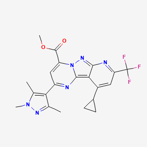 methyl 13-cyclopropyl-11-(trifluoromethyl)-4-(1,3,5-trimethylpyrazol-4-yl)-3,7,8,10-tetrazatricyclo[7.4.0.02,7]trideca-1,3,5,8,10,12-hexaene-6-carboxylate