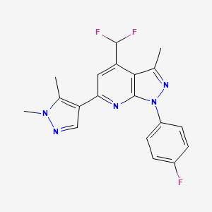 molecular formula C19H16F3N5 B4351229 4-(difluoromethyl)-6-(1,5-dimethyl-1H-pyrazol-4-yl)-1-(4-fluorophenyl)-3-methyl-1H-pyrazolo[3,4-b]pyridine 