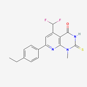 molecular formula C17H15F2N3OS B4351352 5-(difluoromethyl)-7-(4-ethylphenyl)-1-methyl-2-sulfanylpyrido[2,3-d]pyrimidin-4(1H)-one 