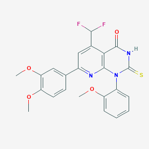 5-(difluoromethyl)-7-(3,4-dimethoxyphenyl)-1-(2-methoxyphenyl)-2-sulfanylpyrido[2,3-d]pyrimidin-4(1H)-one