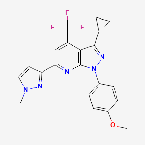 3-cyclopropyl-1-(4-methoxyphenyl)-6-(1-methyl-1H-pyrazol-3-yl)-4-(trifluoromethyl)-1H-pyrazolo[3,4-b]pyridine