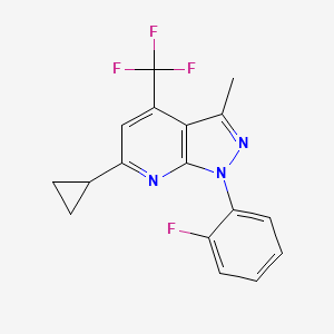 molecular formula C17H13F4N3 B4351415 6-cyclopropyl-1-(2-fluorophenyl)-3-methyl-4-(trifluoromethyl)-1H-pyrazolo[3,4-b]pyridine 