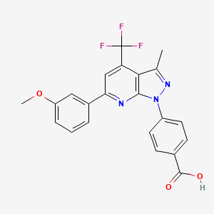 molecular formula C22H16F3N3O3 B4351481 4-[6-(3-methoxyphenyl)-3-methyl-4-(trifluoromethyl)-1H-pyrazolo[3,4-b]pyridin-1-yl]benzoic acid 