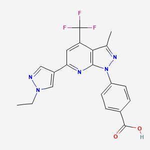 4-[6-(1-ethyl-1H-pyrazol-4-yl)-3-methyl-4-(trifluoromethyl)-1H-pyrazolo[3,4-b]pyridin-1-yl]benzoic acid