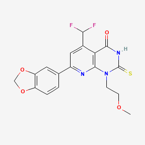 7-(1,3-benzodioxol-5-yl)-5-(difluoromethyl)-1-(2-methoxyethyl)-2-sulfanylpyrido[2,3-d]pyrimidin-4(1H)-one