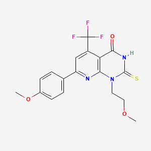 1-(2-methoxyethyl)-7-(4-methoxyphenyl)-2-sulfanyl-5-(trifluoromethyl)pyrido[2,3-d]pyrimidin-4(1H)-one