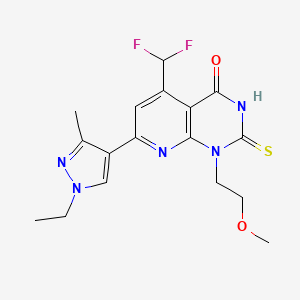 5-(difluoromethyl)-7-(1-ethyl-3-methyl-1H-pyrazol-4-yl)-1-(2-methoxyethyl)-2-sulfanylpyrido[2,3-d]pyrimidin-4(1H)-one