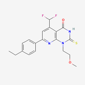 molecular formula C19H19F2N3O2S B4351553 5-(difluoromethyl)-7-(4-ethylphenyl)-1-(2-methoxyethyl)-2-sulfanylpyrido[2,3-d]pyrimidin-4(1H)-one 