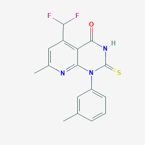 molecular formula C16H13F2N3OS B4351591 5-(difluoromethyl)-7-methyl-1-(3-methylphenyl)-2-sulfanylpyrido[2,3-d]pyrimidin-4(1H)-one 