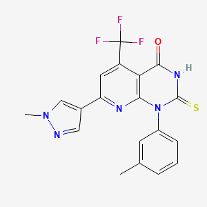 1-(3-methylphenyl)-7-(1-methyl-1H-pyrazol-4-yl)-2-sulfanyl-5-(trifluoromethyl)pyrido[2,3-d]pyrimidin-4(1H)-one