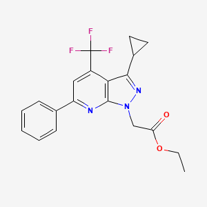 ETHYL 2-[3-CYCLOPROPYL-6-PHENYL-4-(TRIFLUOROMETHYL)-1H-PYRAZOLO[3,4-B]PYRIDIN-1-YL]ACETATE