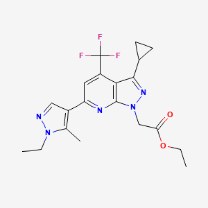 ETHYL 2-[3-CYCLOPROPYL-6-(1-ETHYL-5-METHYL-1H-PYRAZOL-4-YL)-4-(TRIFLUOROMETHYL)-1H-PYRAZOLO[3,4-B]PYRIDIN-1-YL]ACETATE