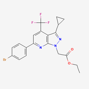 ETHYL 2-[6-(4-BROMOPHENYL)-3-CYCLOPROPYL-4-(TRIFLUOROMETHYL)-1H-PYRAZOLO[3,4-B]PYRIDIN-1-YL]ACETATE