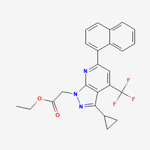 molecular formula C24H20F3N3O2 B4351667 ETHYL 2-[3-CYCLOPROPYL-6-(1-NAPHTHYL)-4-(TRIFLUOROMETHYL)-1H-PYRAZOLO[3,4-B]PYRIDIN-1-YL]ACETATE 